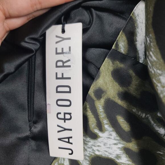 Jay Godfrey leopard print mini dress Size 8 Mob Wife Cocktail Party NYE formal - Picture 8 of 10